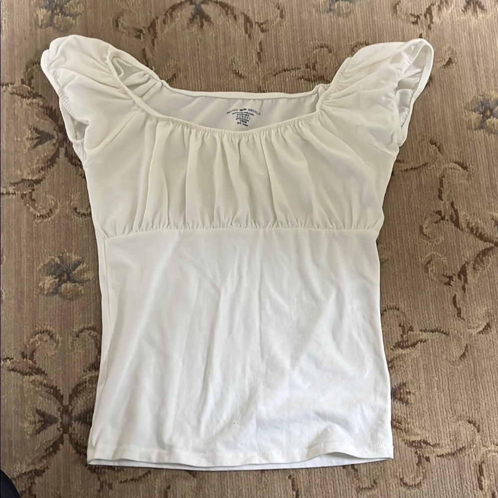 White Ruffled Sleeve Women's Top